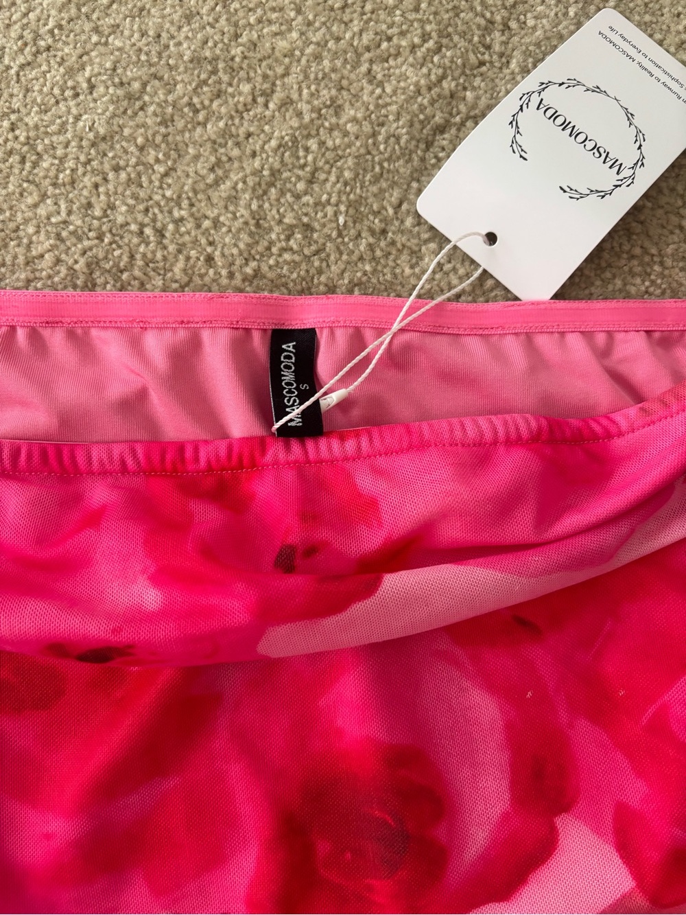 Pink Floral Strapless Tube Top Y2K - Picture 2 of 3